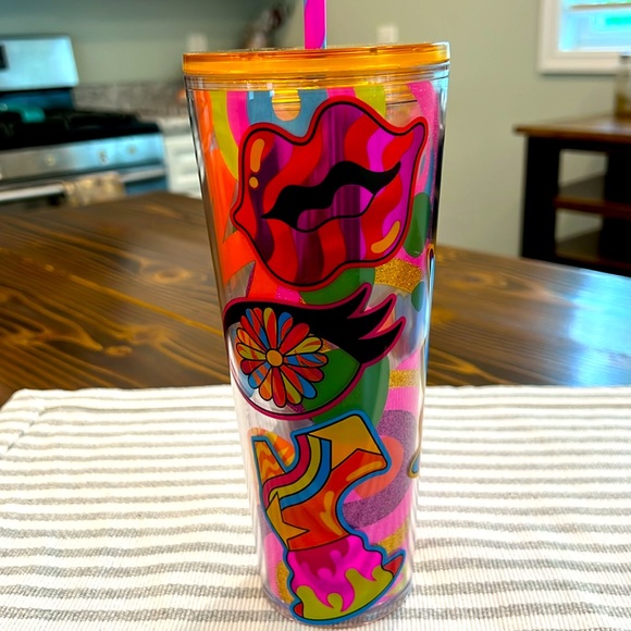 2023 Starbucks X Tim Singleton Colab Retro Glitter Cold cup in Venti 24oz. - Picture 3 of 13